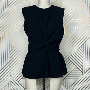 Partow‎ Black Knotted Ruched Sleeveless Top Black Size US 4